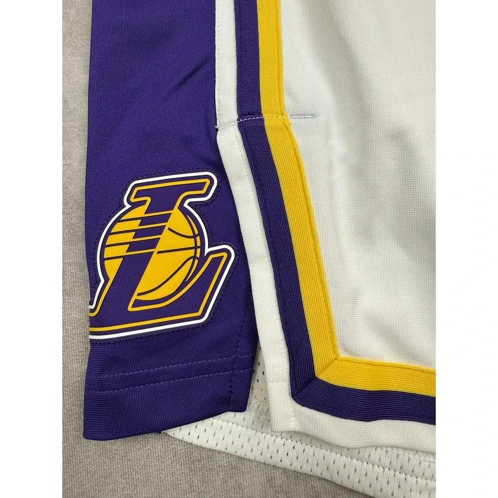Los Angeles Lakers Shorts Men 48R 3XL White Purple NBA Basketball Nike VaporKnit